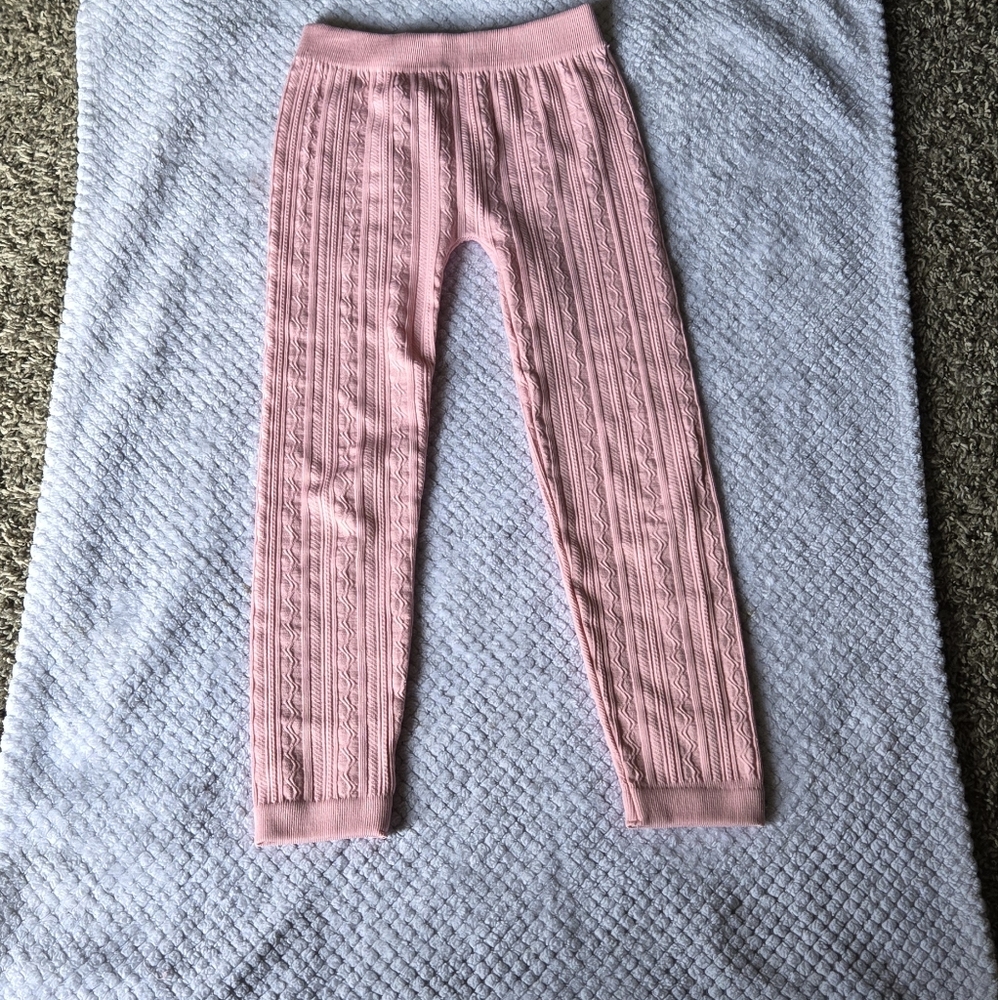 2 Cute Pink Ribbed Knit Leggings